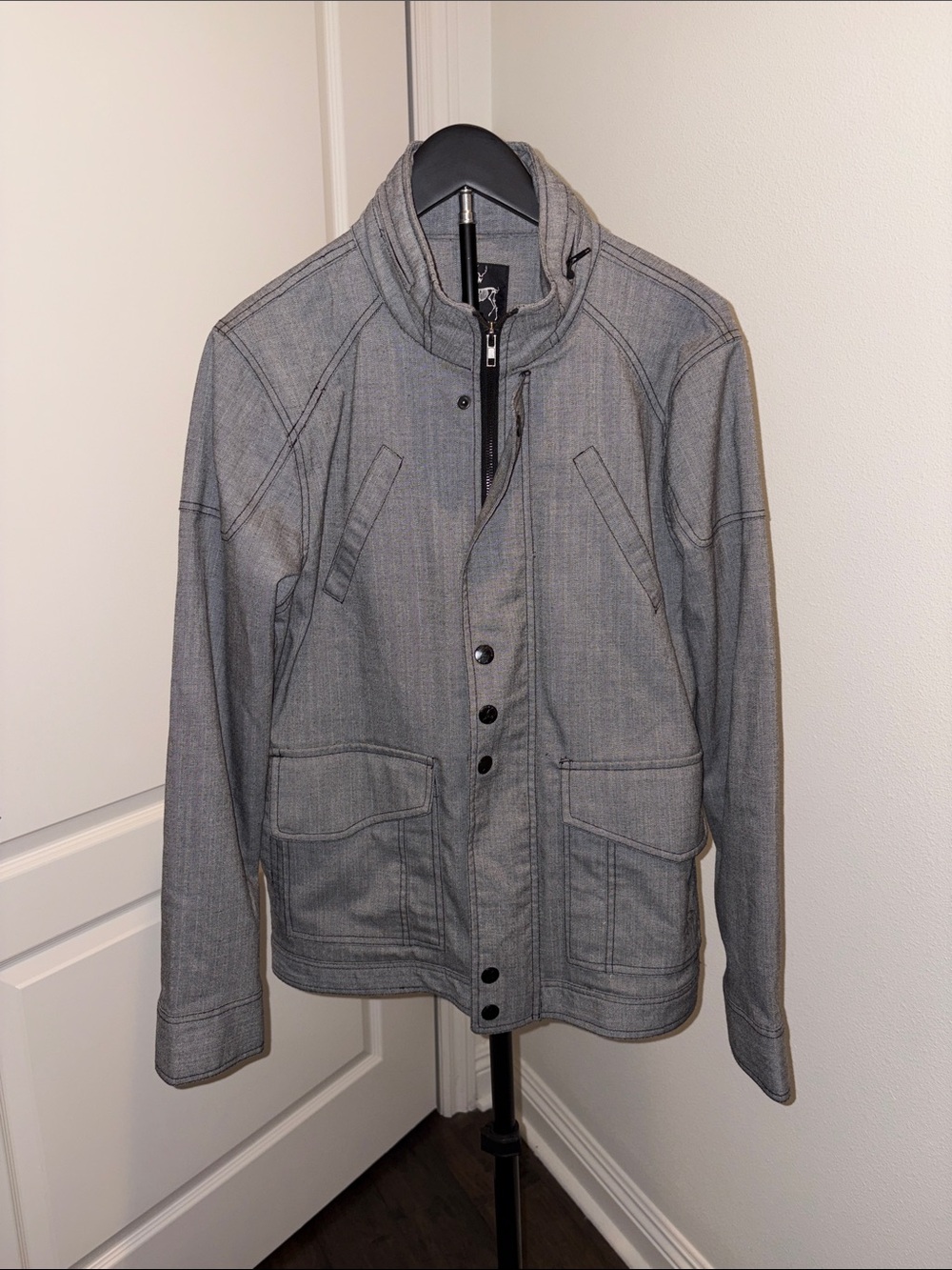 Men's Gray Casual Utility Jacket